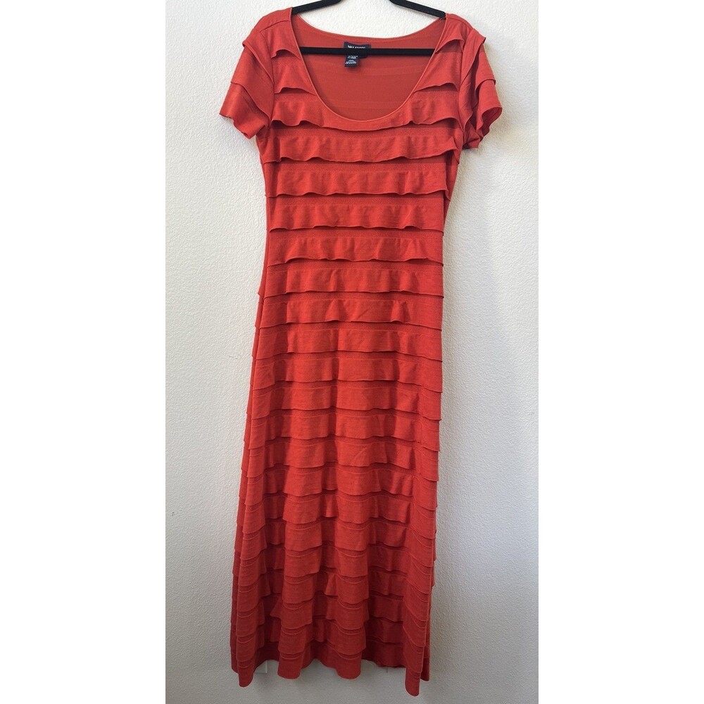 Max Edition Red-Orange Maxi Ruffle Dress L